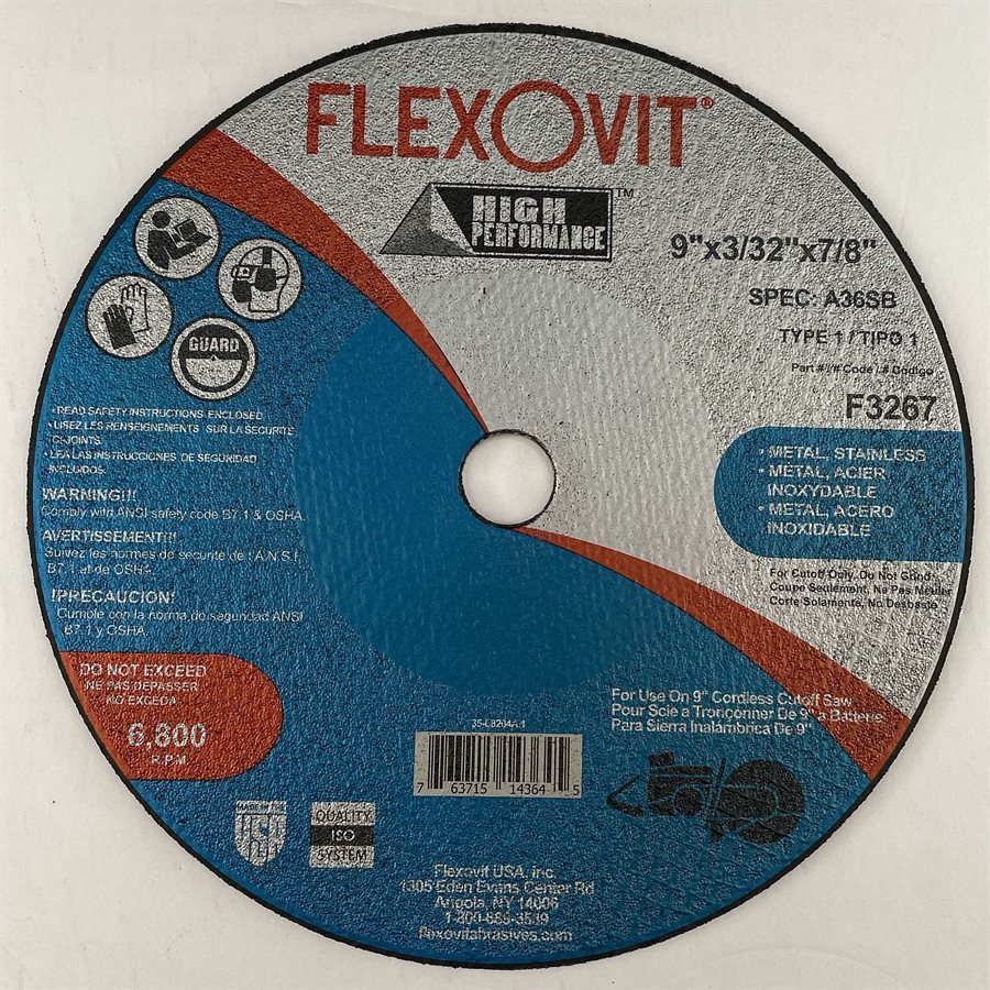 9" x 7 / 8 " Abrasive Blade Alu / Stainl (battery saw)