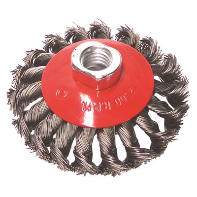 4" Brosse Soucoupe 5 / 8-11", Fil .020 (Noué)