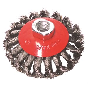 4" Brosse Soucoupe 5 / 8-11", Fil .020 (Noué)